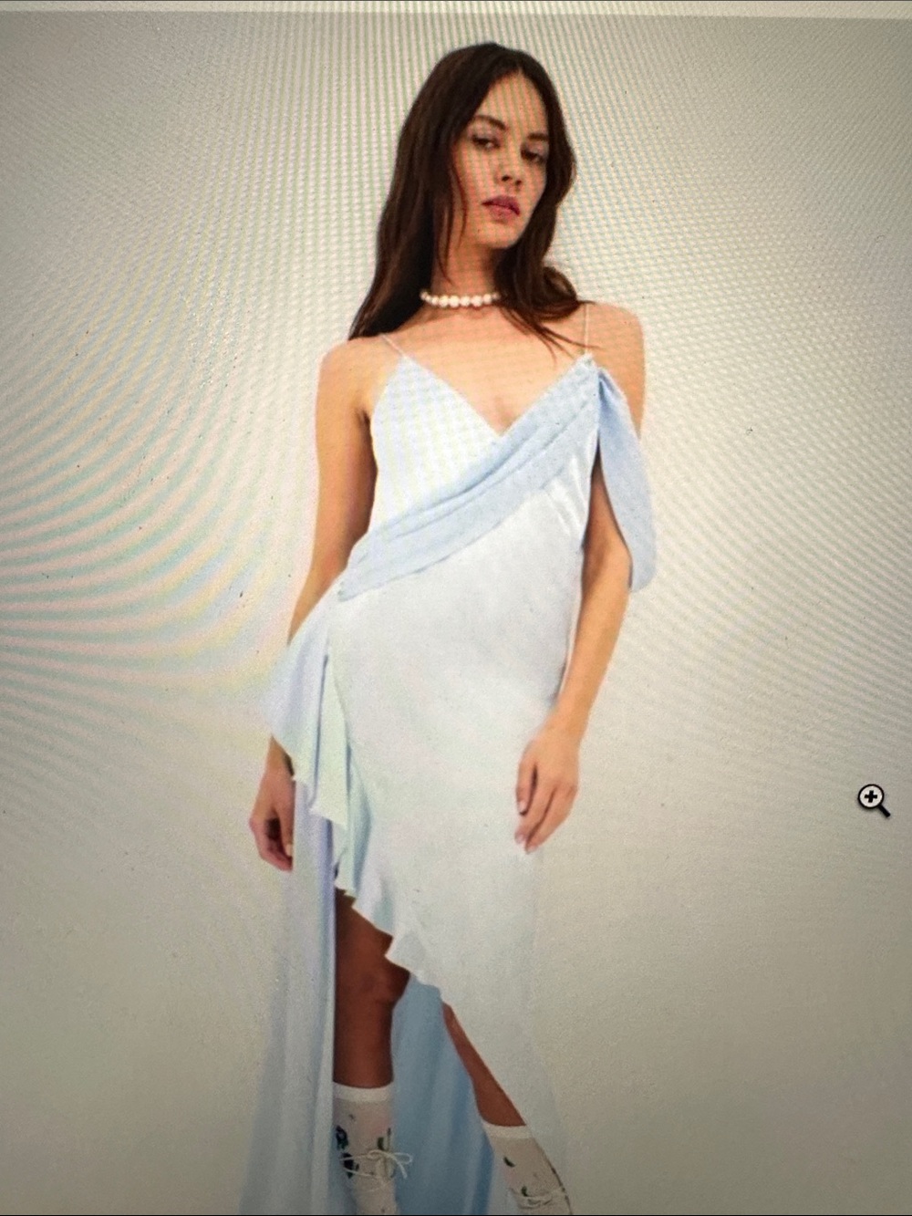NEW For Love & Lemons James Maxi Light Blue High-Low Spaghetti-Strap Dress - Picture 8 of 8